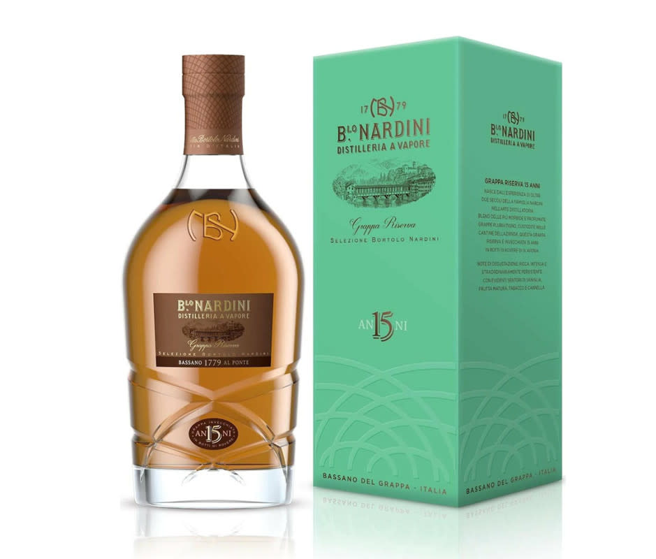 <p>Courtesy Image</p><p>Bortollo Nardini, the oldest Italian distillery, has been producing brandies and spirits in Bassano del Grappa since 1779. <a href="https://chipsliquor.com/products/nardini-grappa-riserva-15-year" rel="nofollow noopener" target="_blank" data-ylk="slk:Nardini Riserva 15 Anni;elm:context_link;itc:0;sec:content-canvas" class="link ">Nardini Riserva 15 Anni </a>was crafted using centuries’ old techniques, and aged for 15 years in oak barrels. The result is a rich spirit with deep notes of ripe fruit, honey, vanilla and tobacco, perfect for sipping. </p>