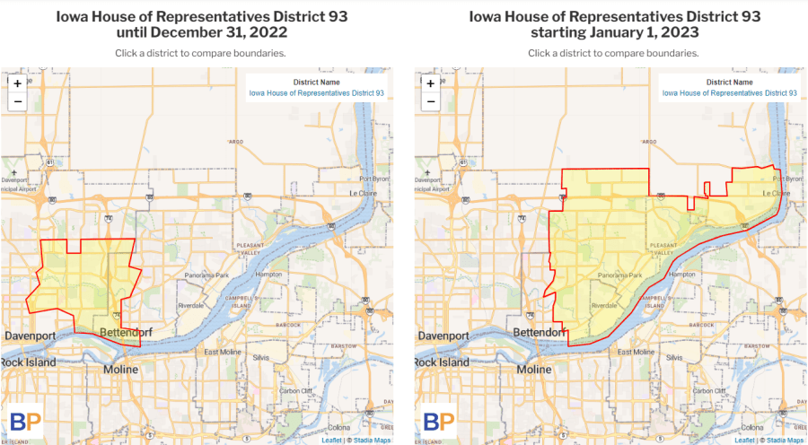 The boundaries of Iowa House District 93 were changed in 2022 by the Iowa House of Representatives.