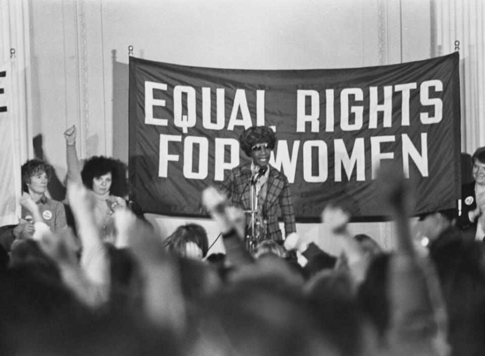 Shirley Chisholm was the first Black woman elected to Congress, in 1968. In 1972, she became the first woman and first Black person from a major party to run for president. (Photo by Nancy Shia/Archive Photos/Getty Images)