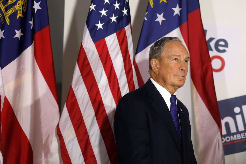 Democratic U.S. presidential candidate Mike Bloomberg waits to speak at an organizing event in Atlanta