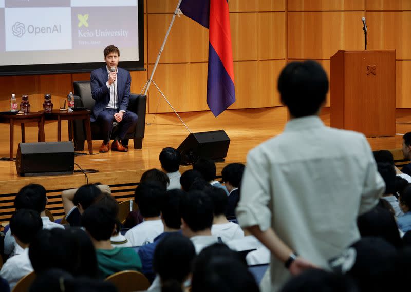 Sam Altman, CEO of ChatGPT maker OpenAI, attends an open dialogue with students at Keio University in Tokyo