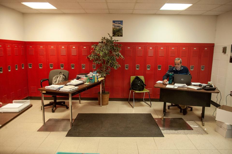 Back in March, Fernando Borges was one of four Milford High School teachers whose office was part of what was referred to as "the locker room." There were 18 more teachers than classrooms at the high school during the 2022-23 school year, according to Principal Josh Otlin.