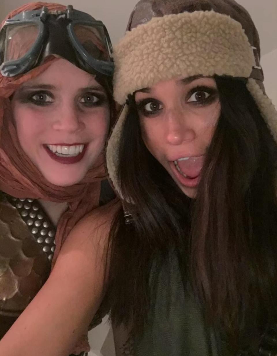 Prince Harry and Meghan Markle shared previously unseen photographs as they partied with Princess Eugenie and Jack Brooksbank on Halloween in their new Netflix documentary