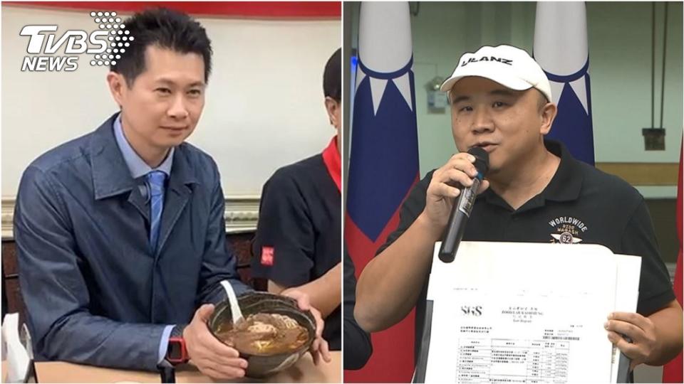行政院發言人丁怡銘向冠軍牛肉麵店家賠罪前往道歉。（圖／TVBS）