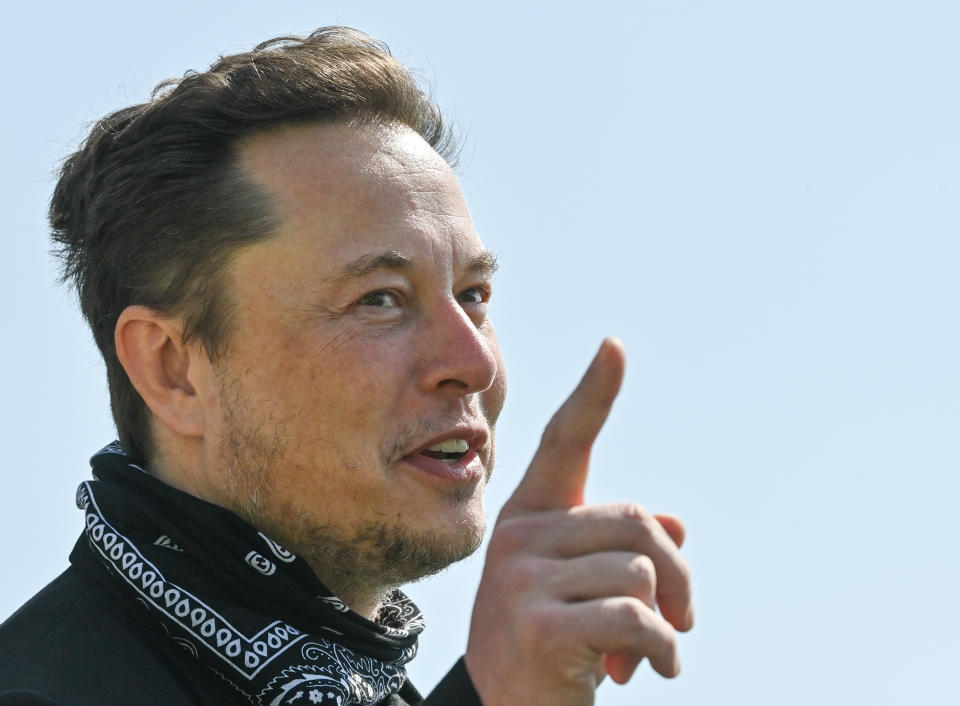 Tesla CEO Elon Musk talks during a tour of the plant of the future foundry of the Tesla Gigafactory on August 13, 2021 in Grünheide, Germany. (Photo by Patrick Pleul - Pool/Getty Images)