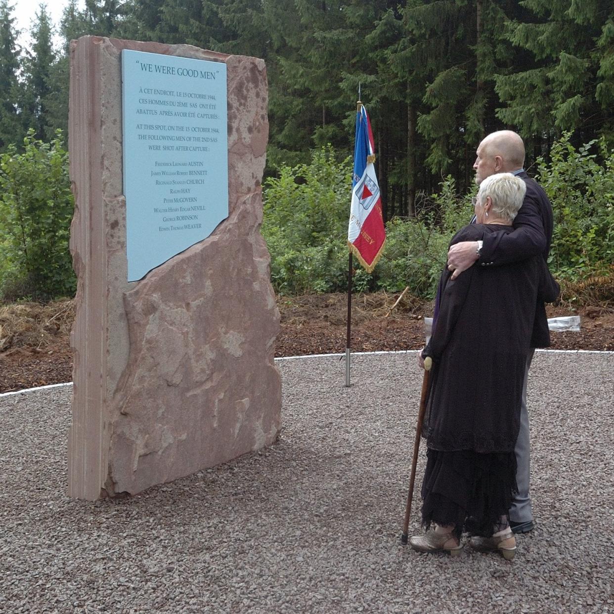 Relatives of the fallen SAS men pay their respects at the memorial at La Grande Fosse. July 27, 2019. - Ex-Lance Corporal X