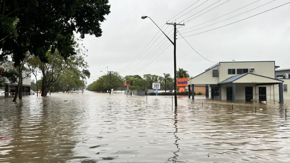 Lismore's flood levy has been breached again on Wednesday morning. Source: Twitter/Mark Kriedemann