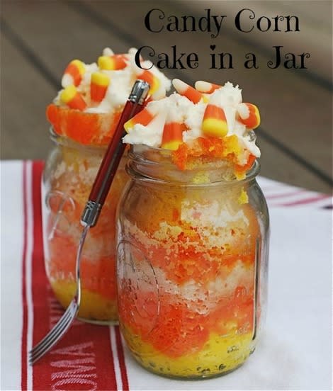 Candy Corn Cake in a Jar