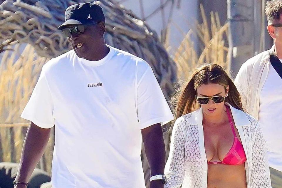 <p>BACKGRID</p> Michael Jordan seen out in the French sunshine with his wife Yvette Prieto on their holidays in Saint Tropez.