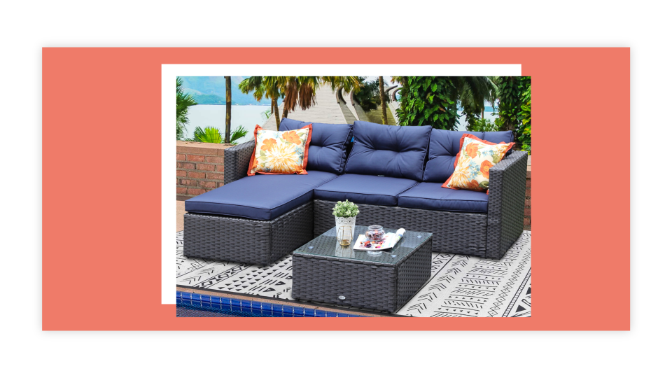 The MF Studio 3-piece Wicker Outdoor Sectional Sofa has water-resistant cushions.