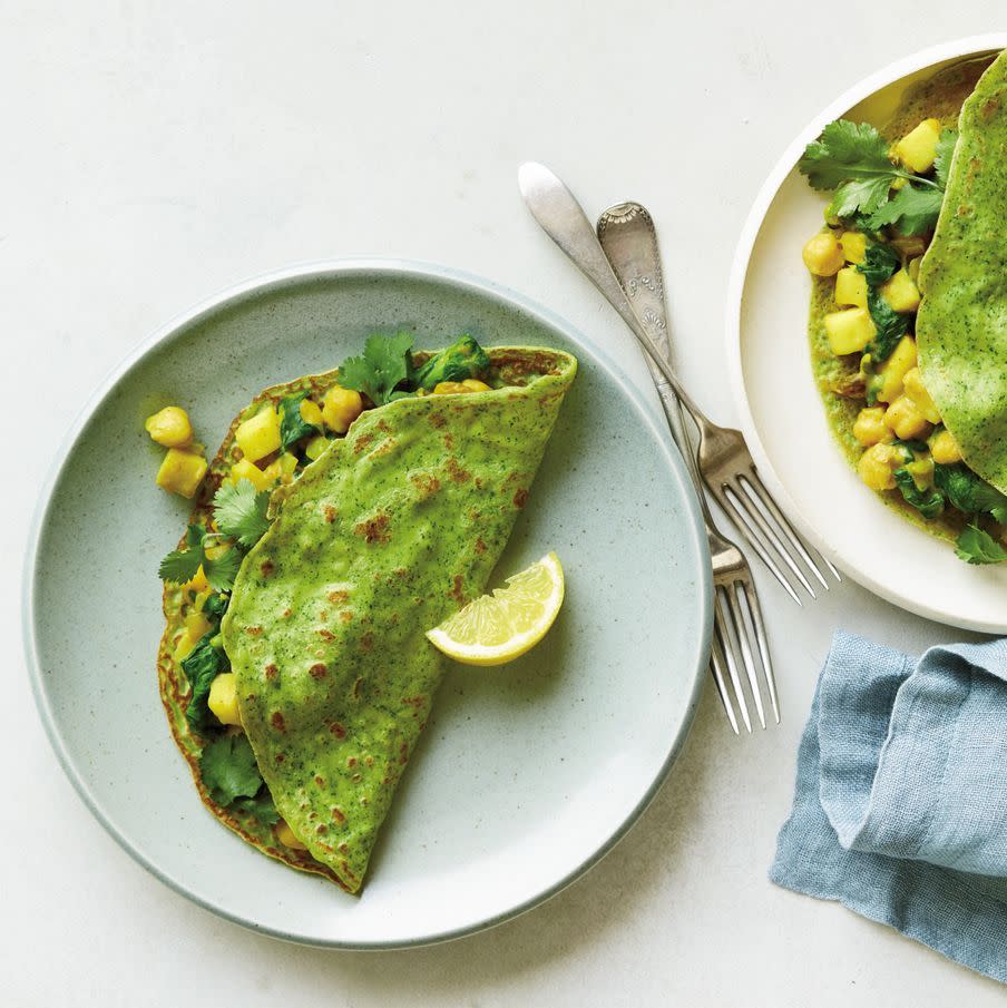 27) Spinach-Curry Crepes