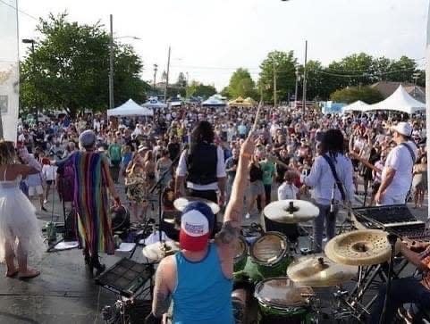 Former Hendersonville busker Sam Frame is now the drummer for the local band Lazrluvr.