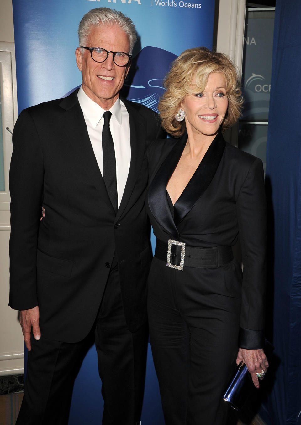 BEVERLY HILLS, CA - OCTOBER 30:  Ted Danson and Jane Fonda arrives at the Oceana Partners Award Gala With Former Secretary Of State Hillary Rodham Clinton and HBO CEO Richard Pleple at Regent Beverly Wilshire Hotel on October 30, 2013 in Beverly Hills, California.  (Photo by Steve Granitz/WireImage)