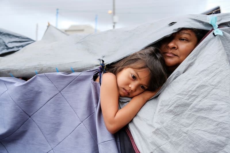 Makeshift camp of migrants in Tijuana