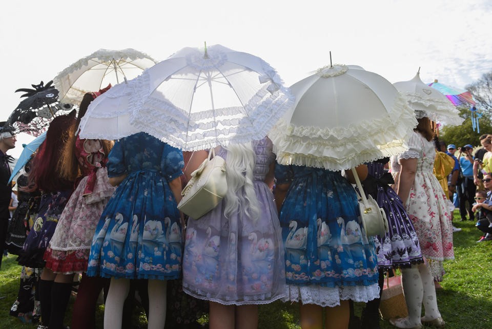 Women in costume at Lolita-style fashion show