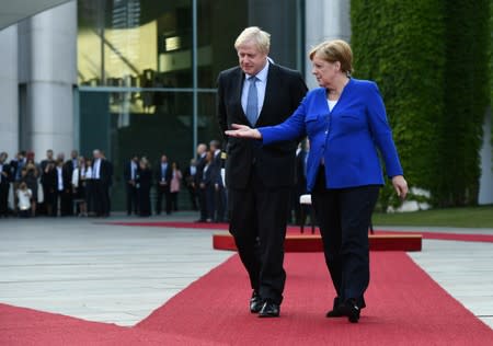 German Chancellor Merkel meets Britain's Prime Minister Johnson at the Chancellery in Berlin