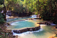 <p>Kuang Si Falls, Loas, 60 meters 200-foot cascade. (Piotr Gaborek/Caters News)</p>