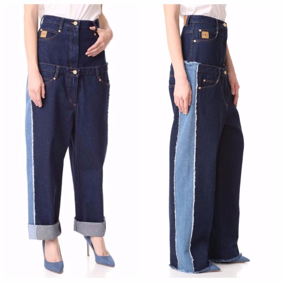 <p>London-based up-and-comer Natasha Zinko has taken the biscuit with her interpretation of double denim. The bizarre high-waisted double jeans handily feature seven pockets. Unfortunately, they’re currently <a rel="nofollow noopener" href="https://www.shopbop.com/waist-double-jeans-natasha-zinko/vp/v=1/1557538904.htm?extid=affprg_linkshare_SB-TnL5HPStwNw&cvosrc=affiliate.linkshare.TnL5HPStwNw&extid=affprg_linkshare_SB-TnL5HPStwNw&cvosrc=affiliate.linkshare.TnL5HPStwNw" target="_blank" data-ylk="slk:sold out;elm:context_link;itc:0;sec:content-canvas" class="link ">sold out</a>.<br><i>[Photo: Shopbop]</i> </p>