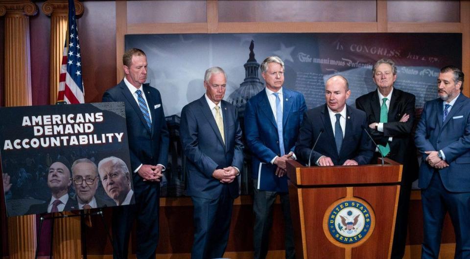 Sen. Mike Lee and others at GOP press conference