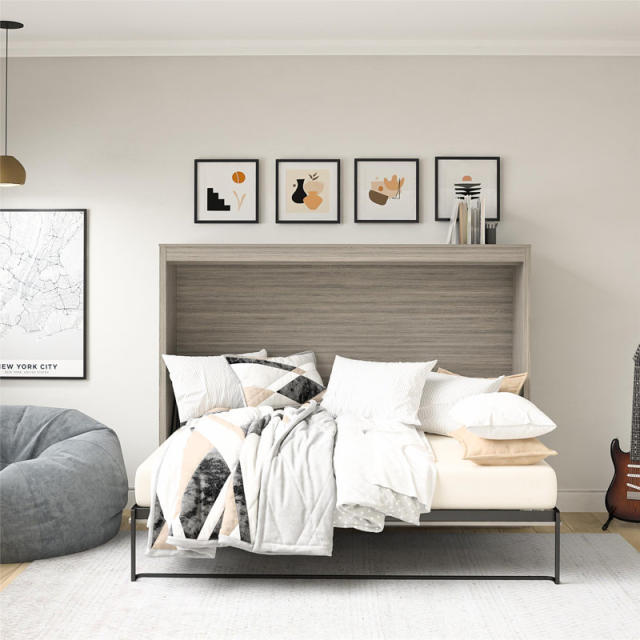 Twin Wood Murphy Bed with Storage Shelves & Drawer, Modern Wall Bed Can Be  Folded into a Cabinet, for Bedroom Living Room, Grey - Yahoo Shopping