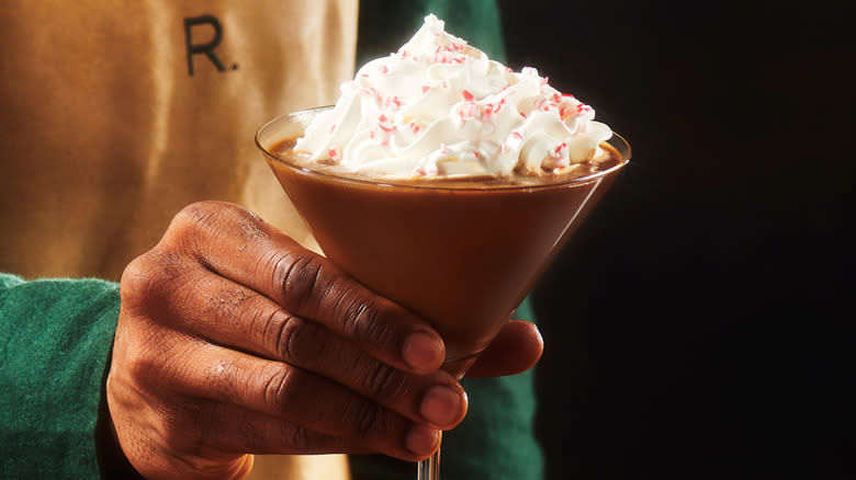 Starbucks Peppermint Mocha glass hand