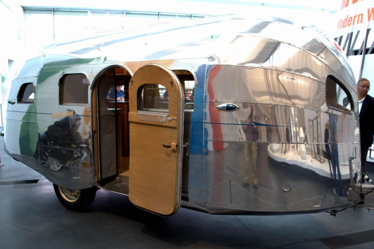 1936 airstream clipper with side door open