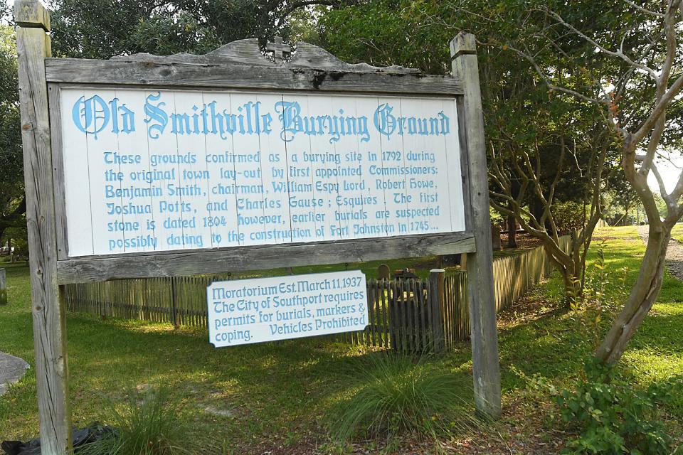 The Old Smithville Burying Ground July 4, 2023, is one of the city of Southport's oldest graveyards and contains graves that date back to the 1700's. The first stone is dated 1804 however, earlier burials are suspected possibly dating to the construction of Fort Johnston in 1745.