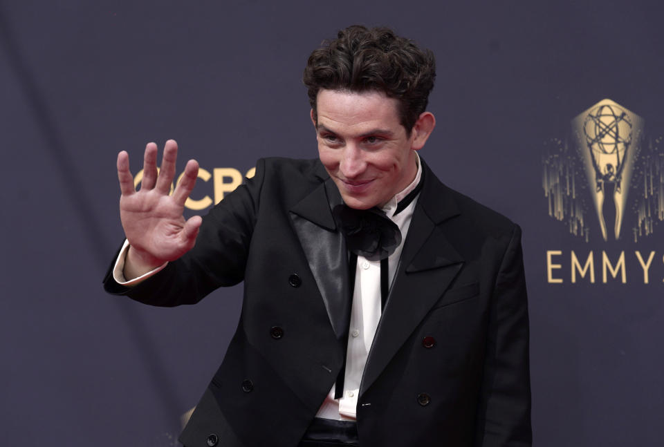 Josh O'Connor arrives at the 73rd Primetime Emmy Awards on Sunday, Sept. 19, 2021, at L.A. Live in Los Angeles. (AP Photo/Chris Pizzello)