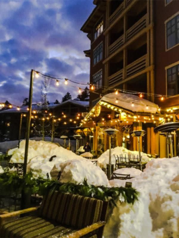 The Village at Mammoth Lakes - restaurants, cafes, cocktails and shops a plenty. Photo: Instagram