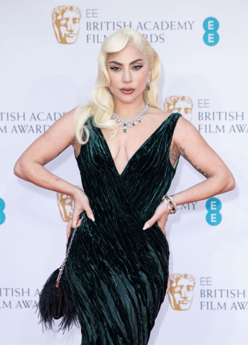 Lady Gaga attending the BAFTA Awards in London, England.