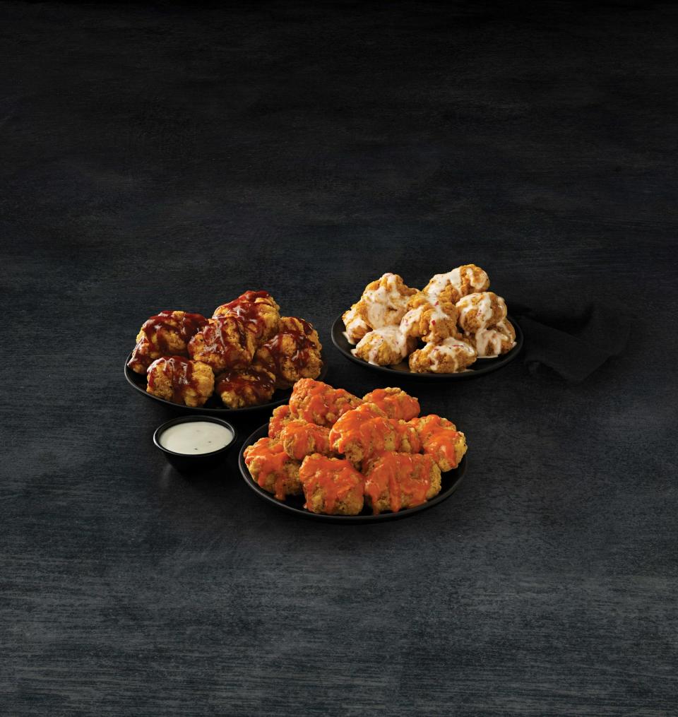 Marco's Pizza is adding boneless wings as a new limited-time menu item, served in 10-piece ($7.99) and 15-piece portions. And the restaurant chain has also added new Buffalo and Garlic Parmesan sauces, in addition to barbecue sauce, as an option.