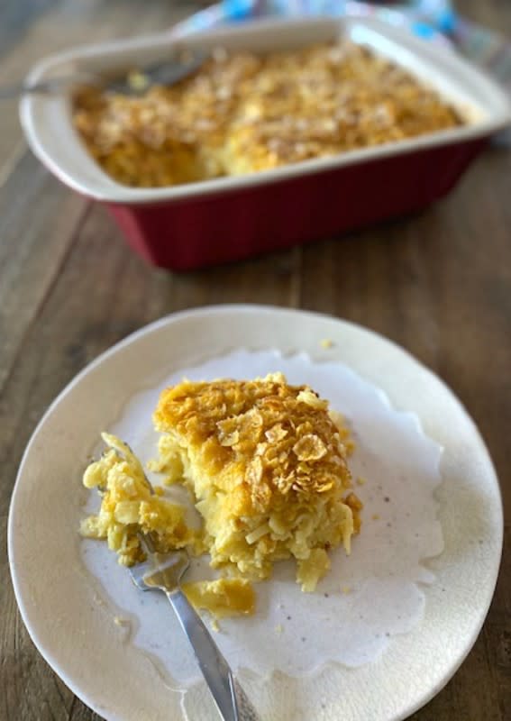 <p>Pam's Daily Dish</p><p>This is my mom Ruthie's noodle pudding. So simple, yet so delectable.</p><p><strong>Get the recipe: <a href="http://pamsdailydish.com/grandma-ruthies-famous-noodle-kugelpudding/" rel="nofollow noopener" target="_blank" data-ylk="slk:Ruthie's Noodle Pudding;elm:context_link;itc:0;sec:content-canvas" class="link ">Ruthie's Noodle Pudding</a></strong></p>