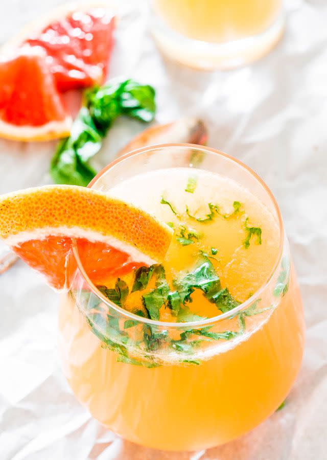 Red Grapefruit and Basil Mimosa