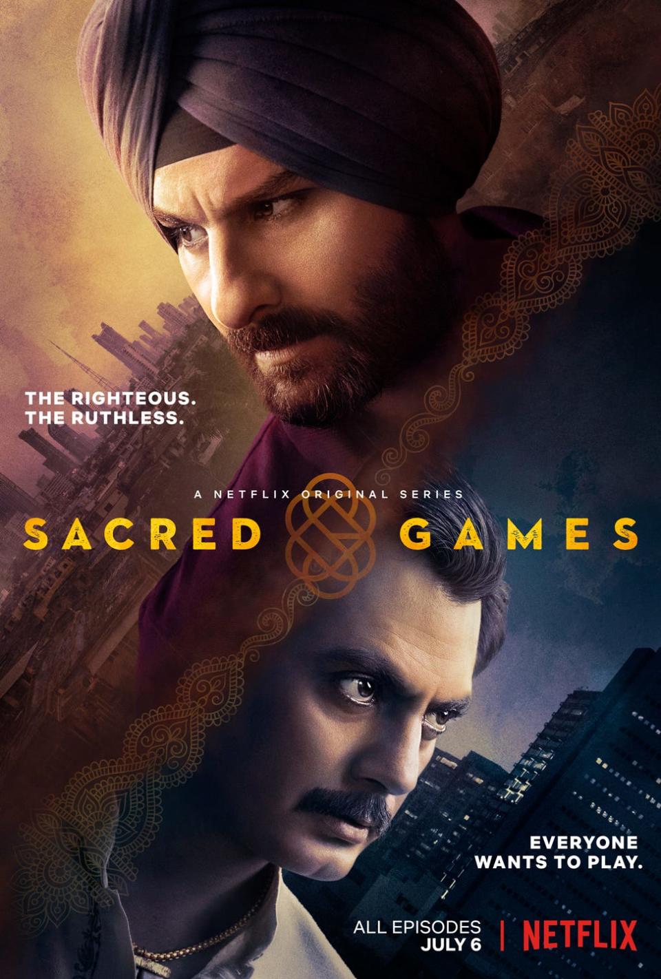 <p><a href="https://www.nytimes.com/2019/12/20/arts/television/best-international-tv-shows.html" rel="nofollow noopener" target="_blank" data-ylk="slk:The New York Times named Sacred Games;elm:context_link;itc:0;sec:content-canvas" class="link "><em>The New York Times</em> named <em>Sacred Games</em></a> one of the best international TV shows of the 2010s for a good reason. Inspired by a <a href="https://www.amazon.com/Sacred-Games-Novel-Vikram-Chandra/dp/0061130362?tag=syn-yahoo-20&ascsubtag=%5Bartid%7C10055.g.35995430%5Bsrc%7Cyahoo-us" rel="nofollow noopener" target="_blank" data-ylk="slk:thriller novel by author Vikram Chandra;elm:context_link;itc:0;sec:content-canvas" class="link ">thriller novel by author <strong>Vikram Chandra</strong></a>, the show follows police officer Sartaj Singh (<strong>Saif Ali Khan</strong>) as he tries to stop a terrorist attack in Mumbai orchestrated by Ganesh Gaitonde (<strong>Nawazuddin Siddiqui</strong>). The only problem is, he doesn’t know where to start and he only has 25 days. </p><p><a class="link " href="https://www.netflix.com/title/80115328" rel="nofollow noopener" target="_blank" data-ylk="slk:STREAM NOW;elm:context_link;itc:0;sec:content-canvas">STREAM NOW</a></p>
