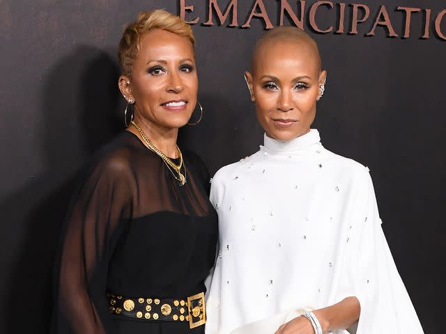 <p>Steve Granitz/FilmMagic</p> Adrienne Banfield-Norris and Jada Pinkett Smith at the 'Emancipation' Los Angeles premiere on Nov. 30, 2022