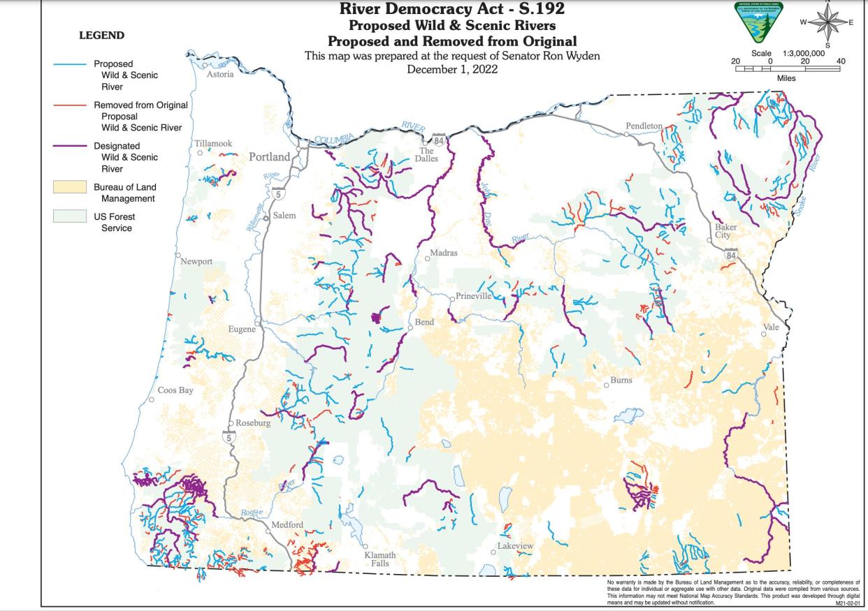 This map shows where new streams would be protected under the River Democracy Act.