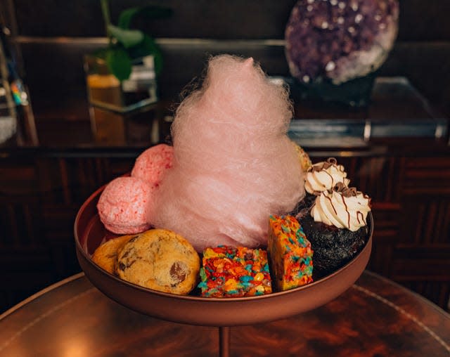Rare Lounge’s Junk Food Tower, an over the top candied concoction.