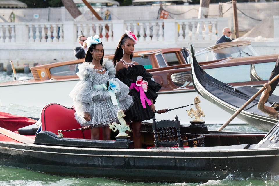 VENICE, ITALY - AUGUST 29:  D'Lila Star Combs and Jessie James Combs are seen during the Dolce&Gabbana Alta Moda show on August 29, 2021 in Venice, Italy. (Photo by Jacopo Raule/Getty Images)