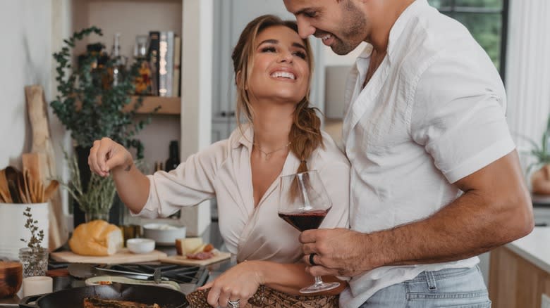 Jessie James Decker cooking with husband 