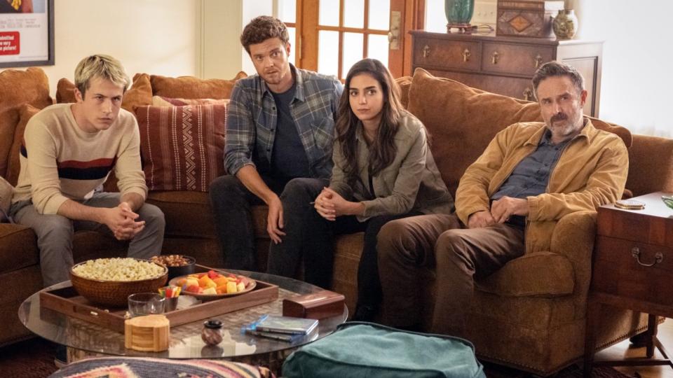 From left: Dylan Minnette, Jack Quaid, Melissa Barrera and Arquette in 2022’s “Scream.” - Credit: Brownie Harris / Paramount Pictures / Courtesy Everett Collection