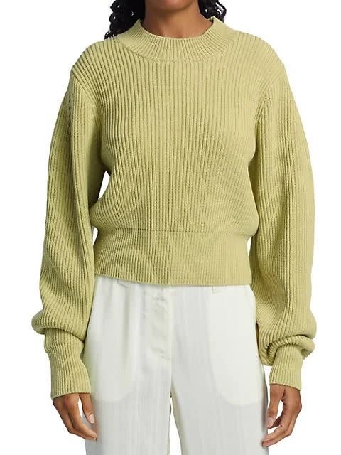 14) LVIR Ribbed Puff-Sleeve Knit Sweater