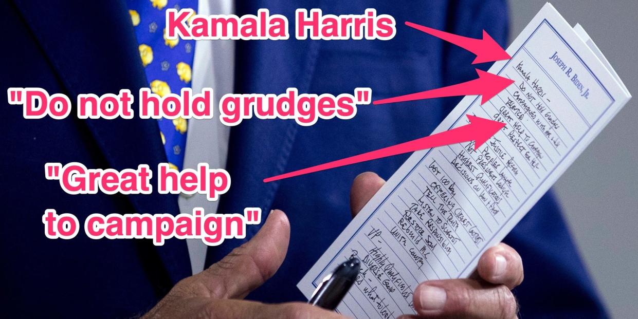 Kamala Harris Biden notes