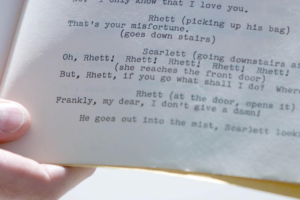 The original shooting script for the film "Gone With the Wind" is displayed at an auction preview at Butterfields in Hollywood 10 March, 2000