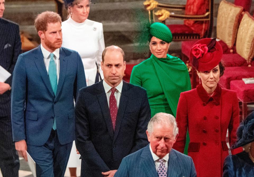 The Sussexes and Cambirdges attend the Westminster Abbey Commonwealth Service on March 9, 2020.