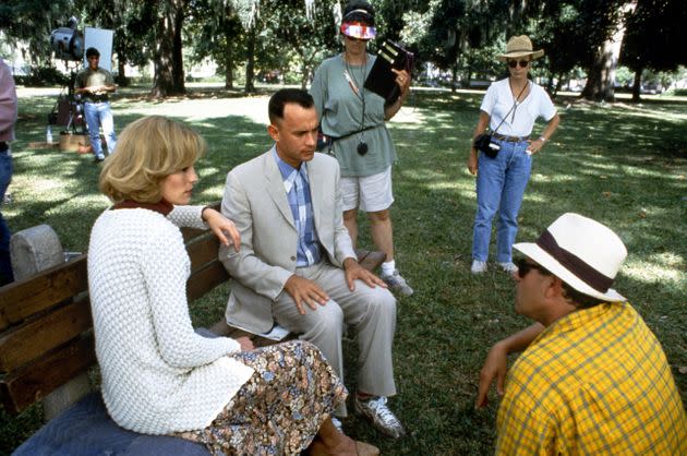 Tom Hanks filming Forrest Gump in 1994 with director Robert Zemeckis. (Photo by Sunset Boulevard/Getty Images) (Photo: Sunset Boulevard via Getty Images)