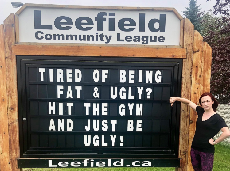 Leefield Community League under fire for "offensive" sign (Credit: Facebook)