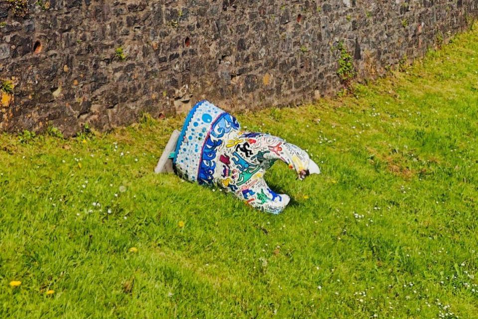 South Wales Argus: The sculpture was then thrown over the Dell wall