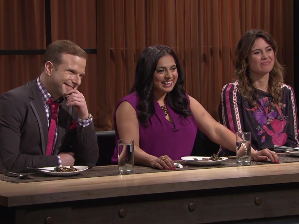 Judges Zac Young, Maneet Chauhan, and Katrina Markoff