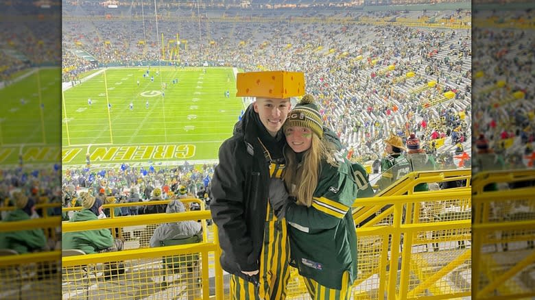 Abby and boyfriend at Packers game 