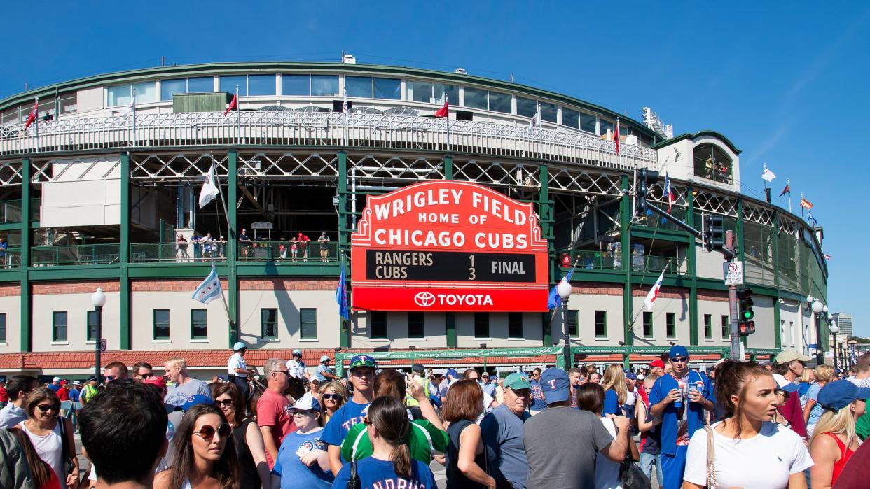 Wrigley Field day game with fans